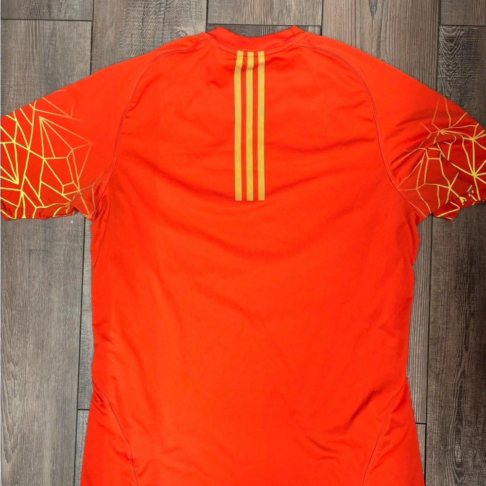 Adidas Men's Bright Orange Tee with Gold Accents - Picture 3 of 3